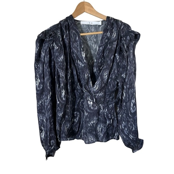 IRO Zarfi Wrap-Effect Printed Plisse Silk Blouse - Picture 3 of 11